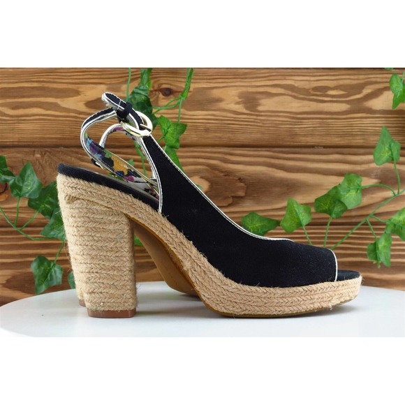 Tahari Sz 8 M‎ Black Slingback Fabric Women Sandals - Picture 4 of 7